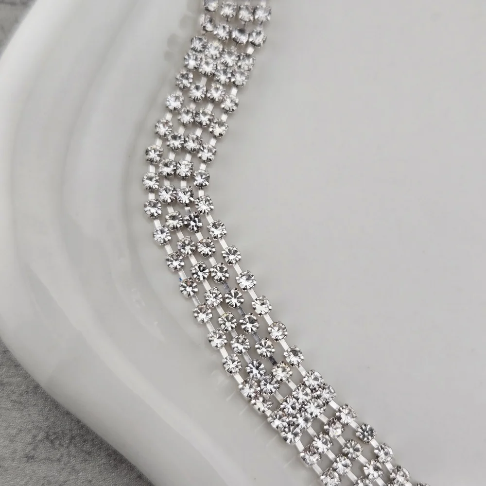 💎 Four Strand Rhinestone Statement Necklace | Holiday Sparkle Neckace - Picture 4 of 6
